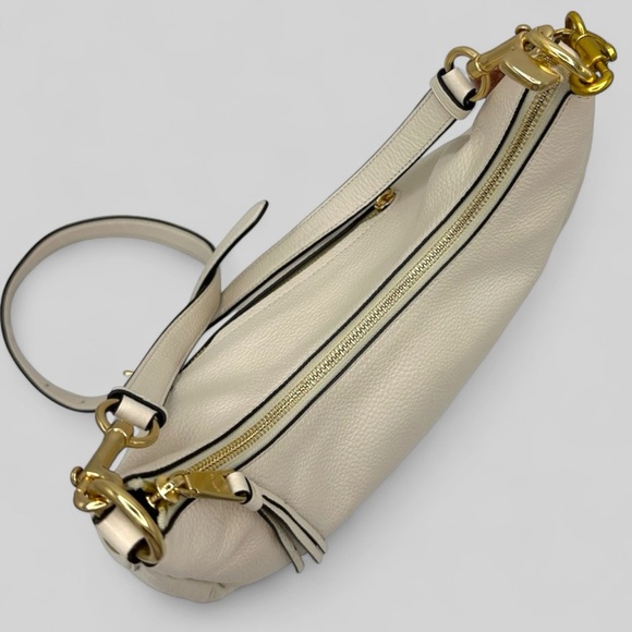 ⭐️SOLD⭐️ Coach Jules Hobo Crossbody in Chalk Leather with Cherry Charm 🍒 - Picture 10 of 15